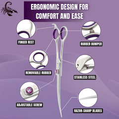 Kenchii Scorpion comfort handle provides steady control during grooming sessions.