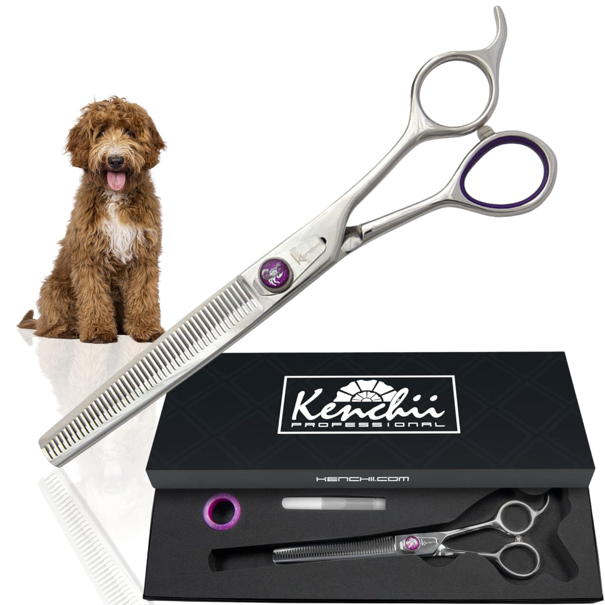 Kenchii Scorpion 46-tooth thinning blade enables precise coat thinning.