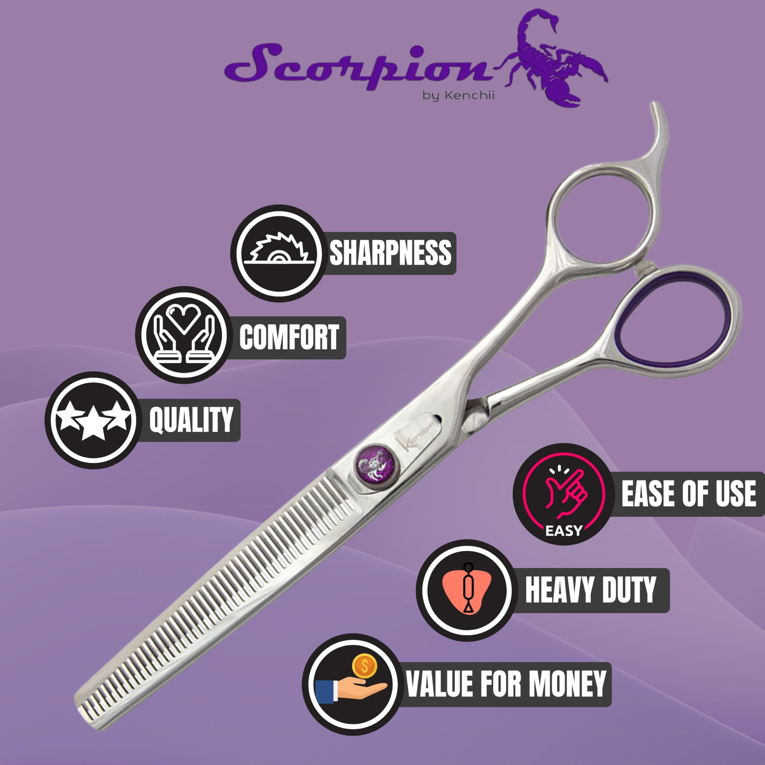 Kenchii Scorpion durable Japanese alloy steel ensures long-lasting sharpness.