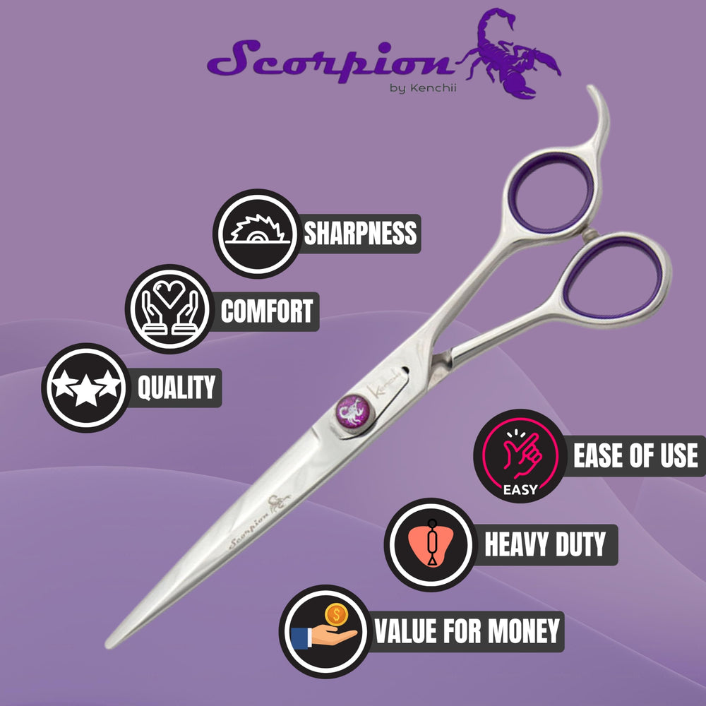 Kenchii Scorpion semi-convex micro serrated edge reduces slipping during cuts.