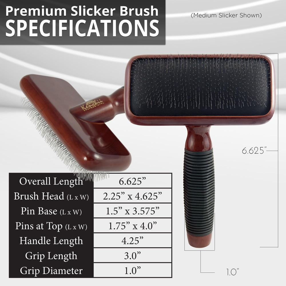 Kenchii Slicker Brush used during grooming reduces shedding buildup.