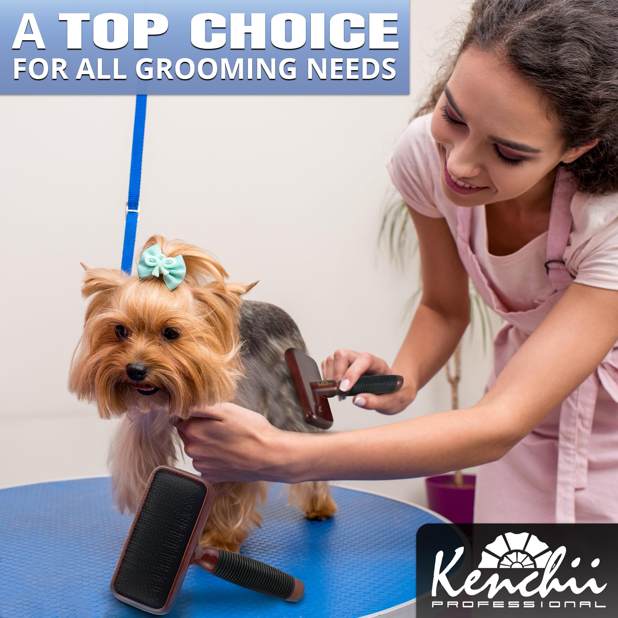 Kenchii medium slicker for dogs and cats grooming routines.