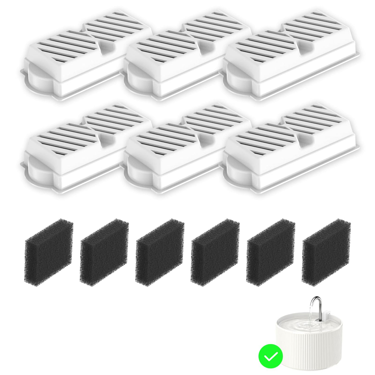 Kenepet ceramic cat water fountain filters pack keeps water fresh for pets.