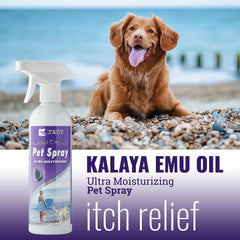 Kenic Emu Oil hot spots spray hydrates irritated areas and calms itching.