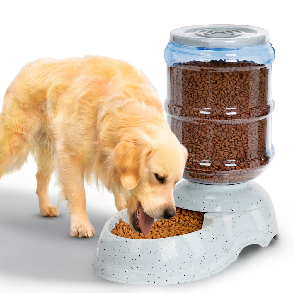Kenond 3-gallon gravity feeder assembly demonstrates easy-fill design for large dogs.