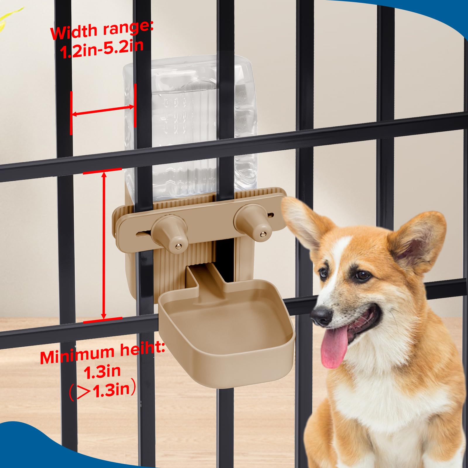 Kenond adjustable-height knob sets comfortable drinking level for pets.