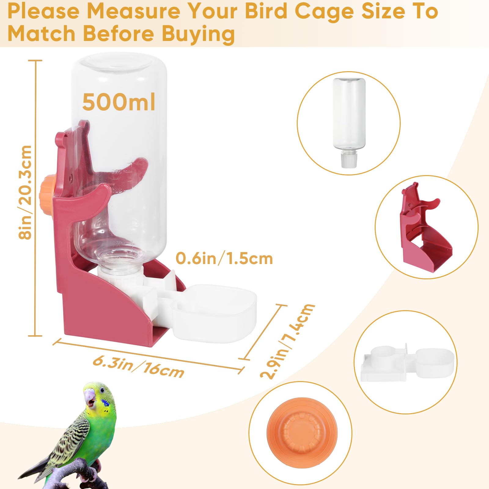 Kenond Bird Feeder bottom drawer design reducing cage mess.