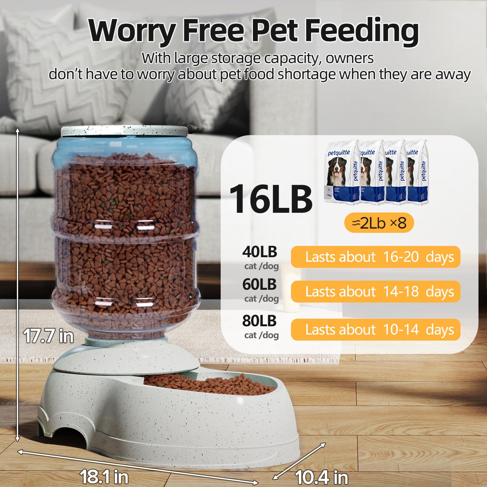 Kenond gravity dog feeder in action shows automatic refilling for busy households.