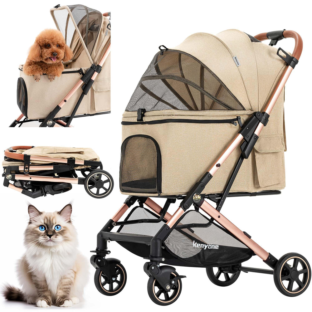 Kenyone medium dog stroller front view with lightweight aluminum frame for easy maneuverability