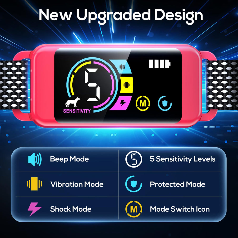 Keoge Bark Collar LED display shows battery level and settings at a glance
