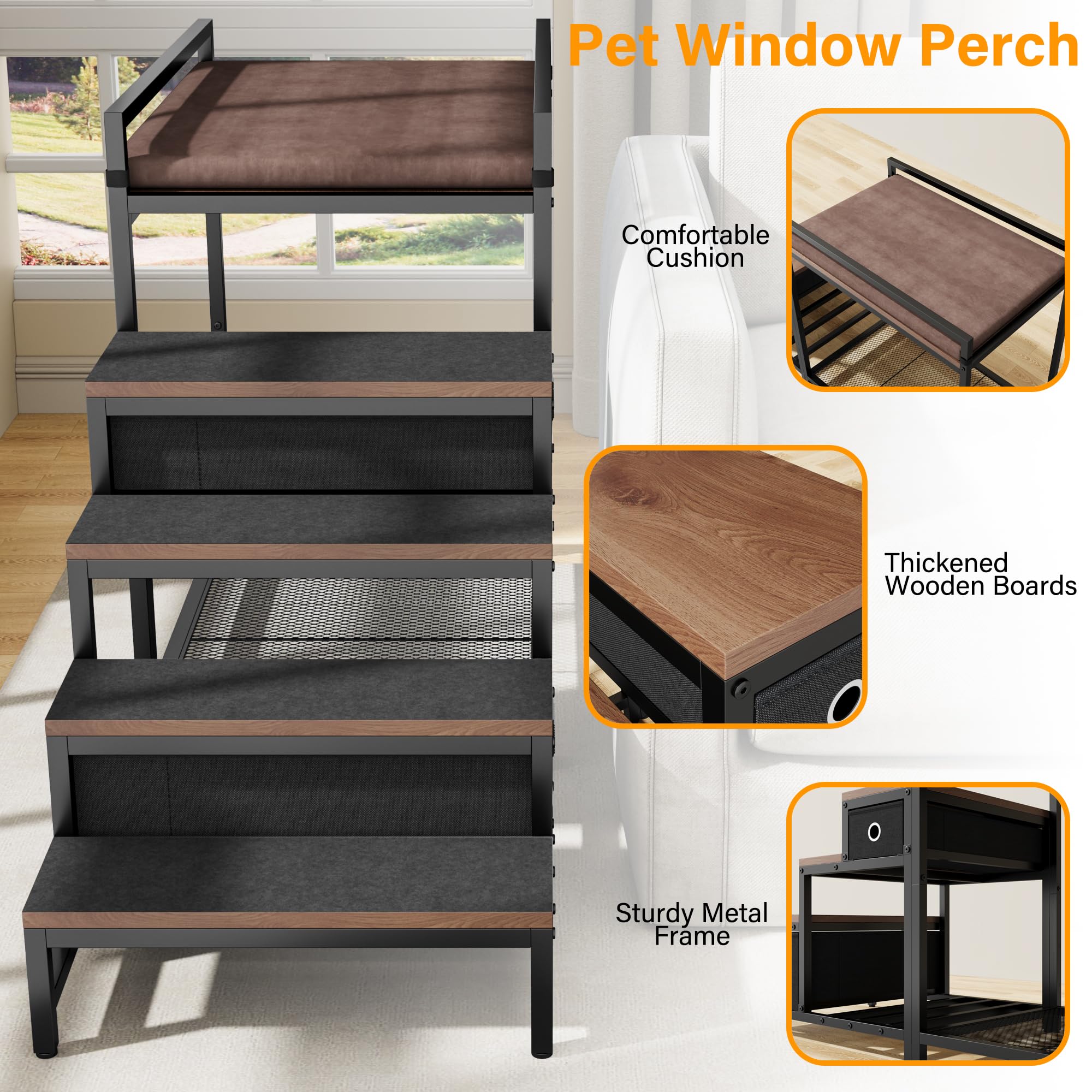 Kepptory non-slip-carpet-steps keep pets secure during climbs.
