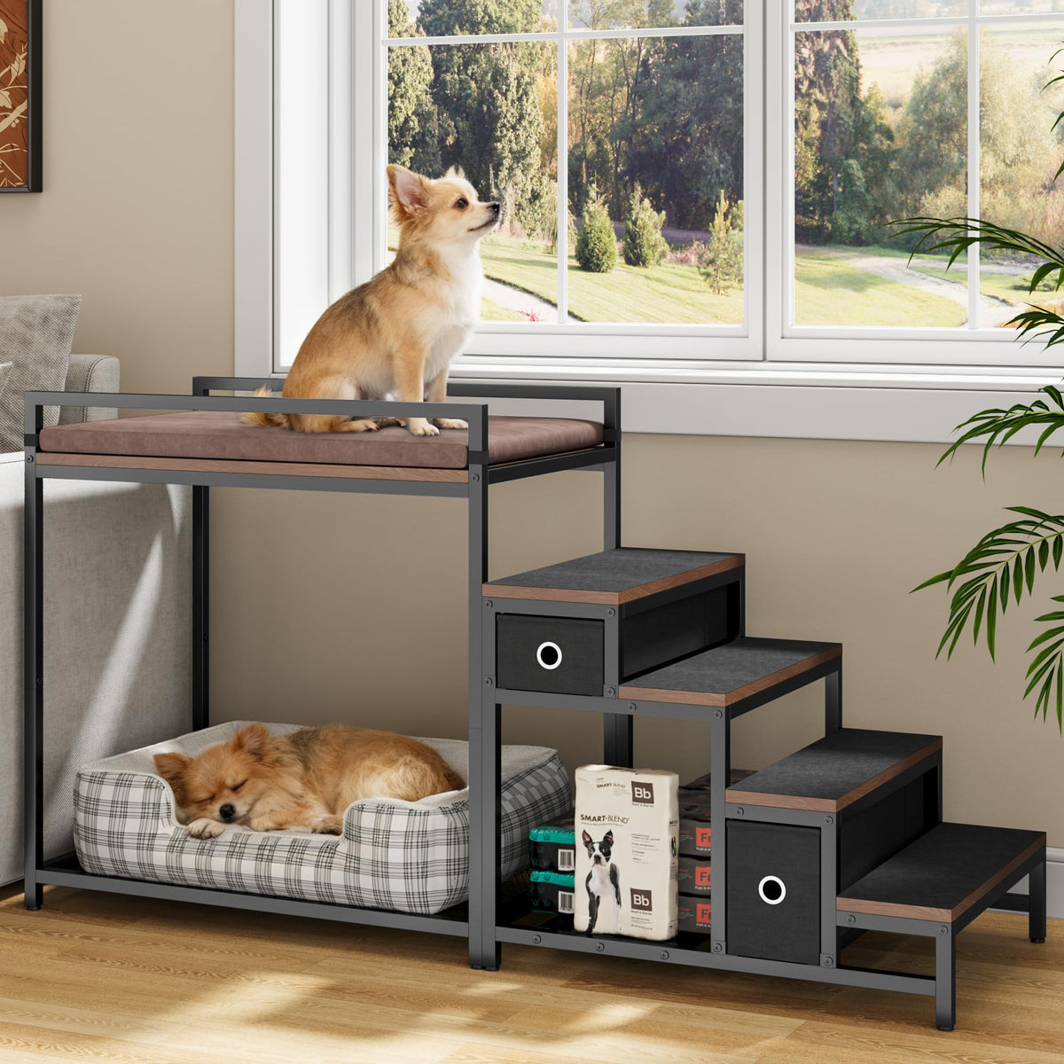Kepptory pet bunk bed with stairs top-nook elevates small pets for safe, elevated rest.