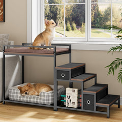 Kepptory pet bunk bed with stairs top-nook elevates small pets for safe, elevated rest.