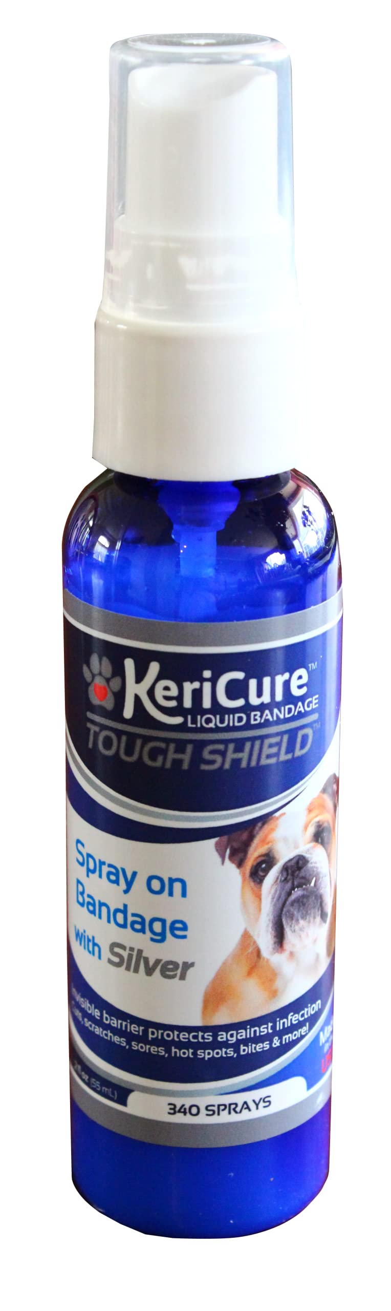 KeriCure Tough Shield spray bottle for easy pet wound care.