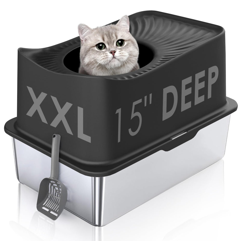 Kettnjoy top-entry cat litter box with lid reduces spills and provides easy access