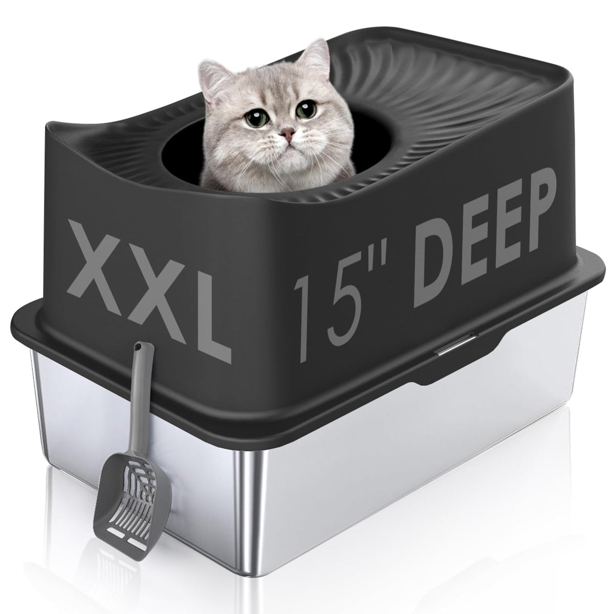 Kettnjoy top-entry cat litter box with lid reduces spills and provides easy access