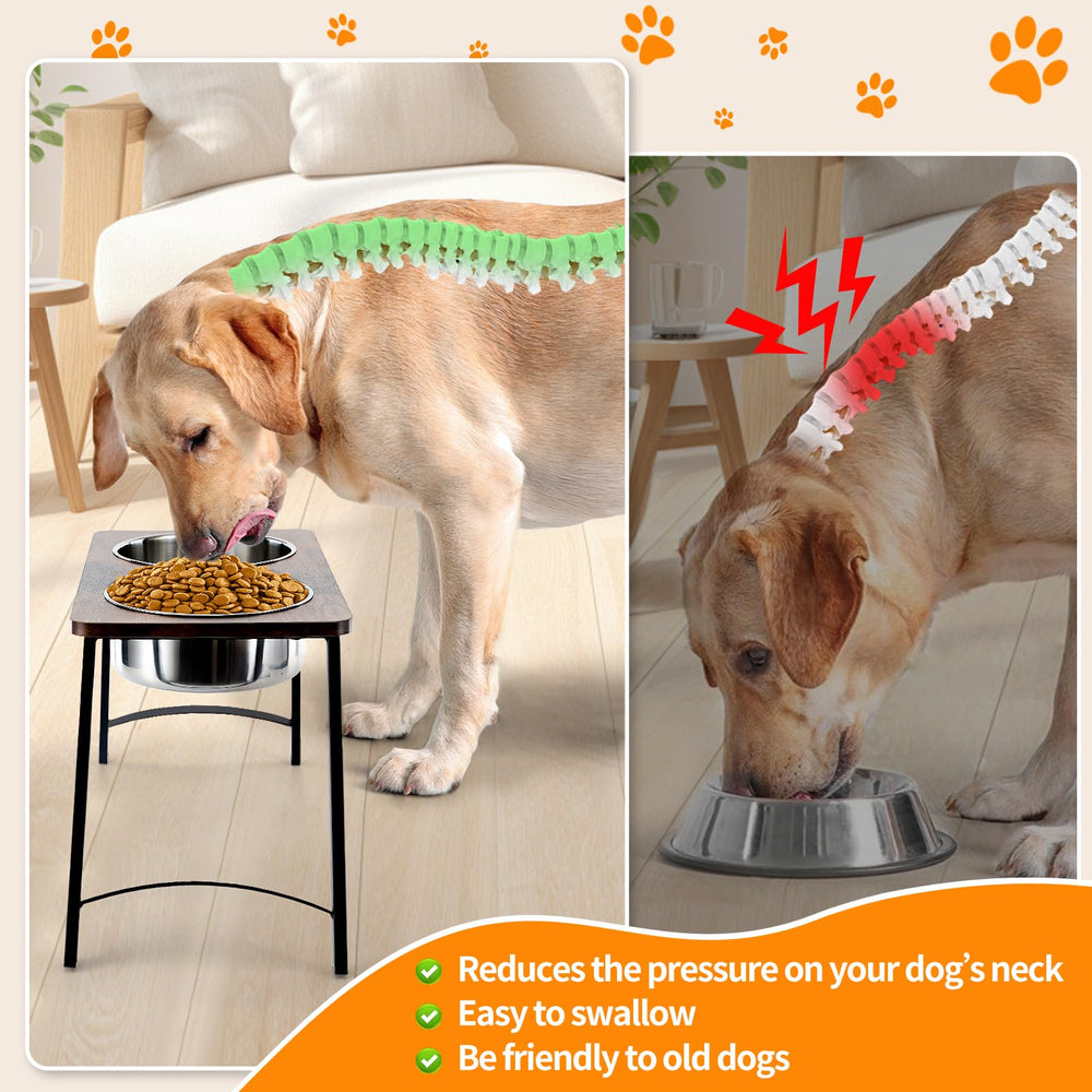 Kevideawl raised bowls on a sturdy stand reduce neck strain for your dog during meals