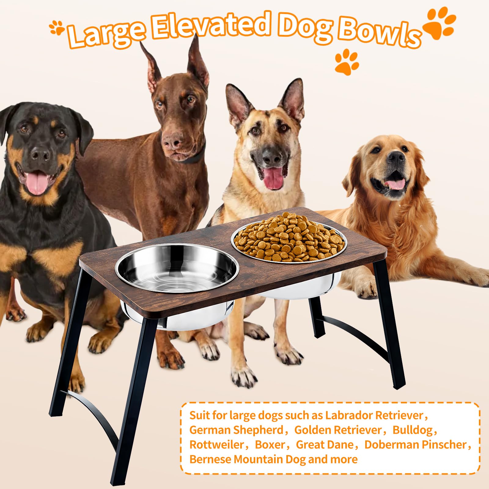 Dual 1700ml stainless bowls are rust-proof and removable for quick cleaning