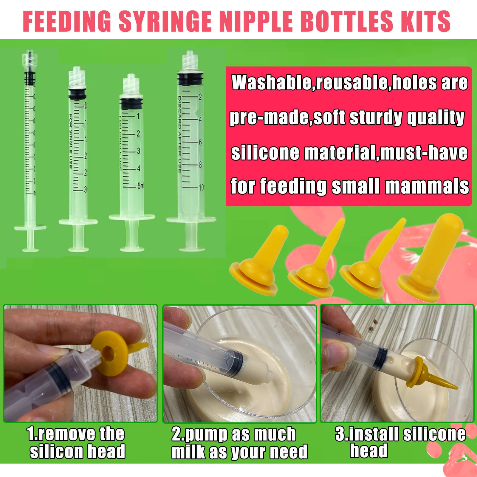 Kewen puppy feeding tubes with pacifiers for gentle neonatal feeding