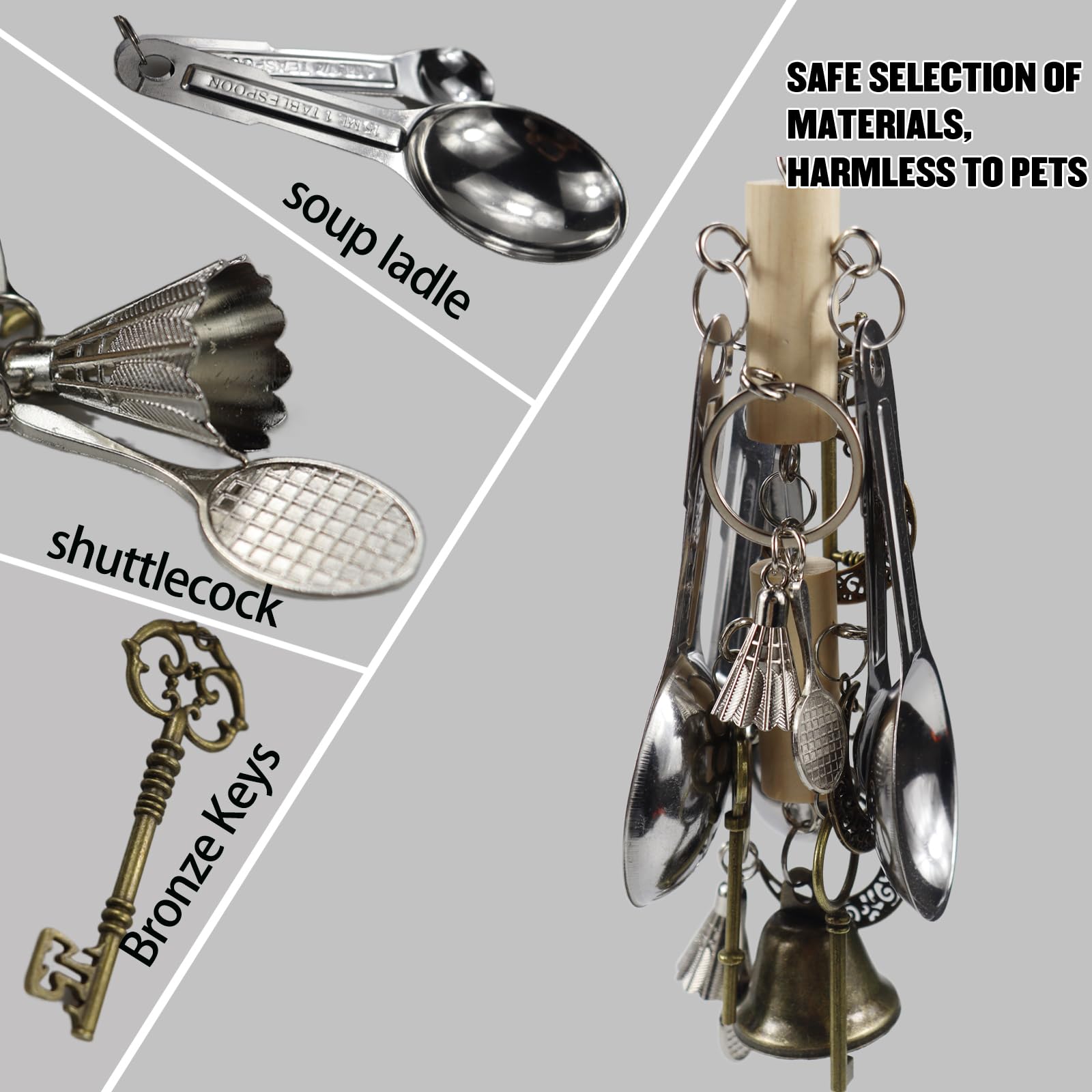 Kewkont hanging parrot toys with mini badminton balls for active climbing and exercise.