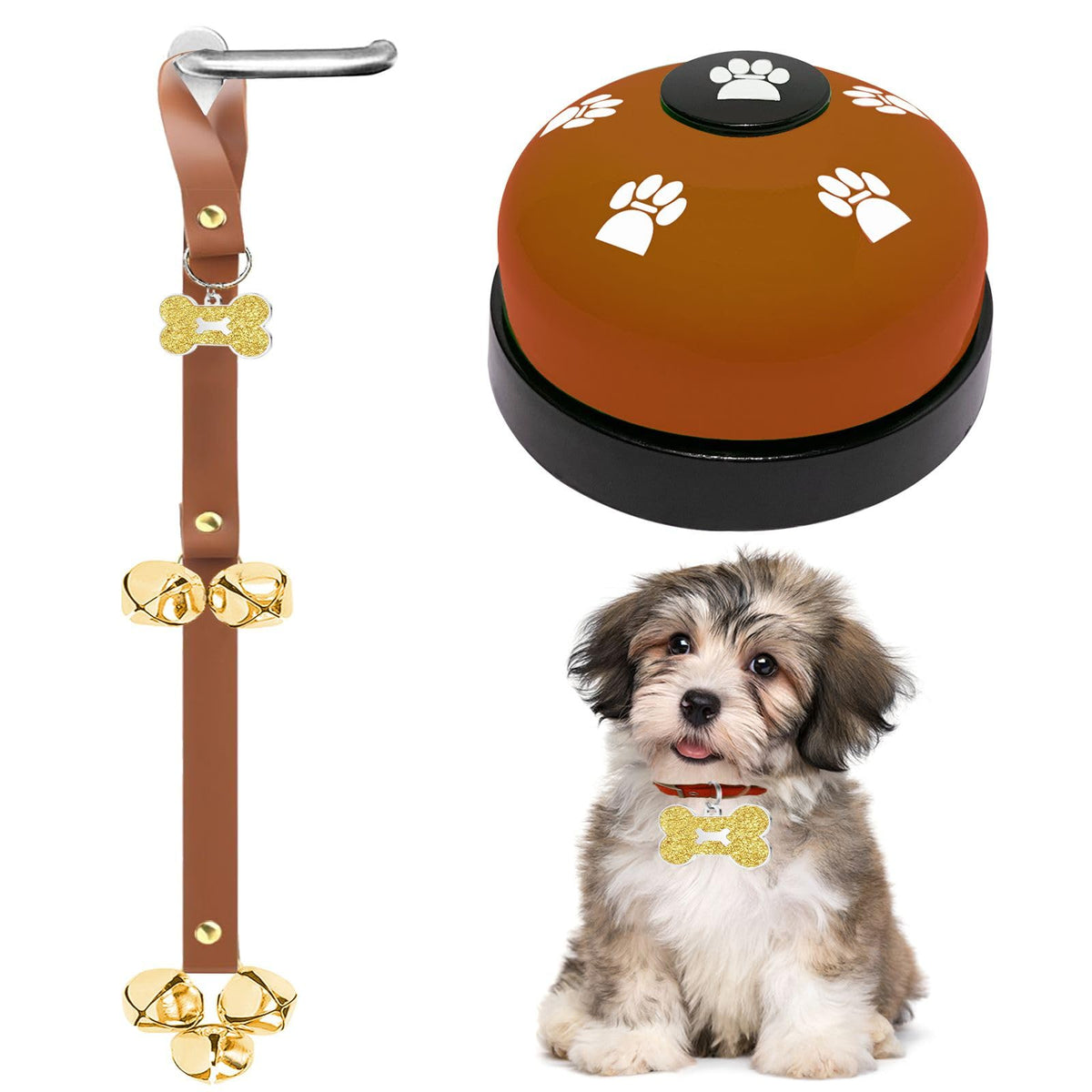 KEXIAVA leather dog doorbell 2-pack with sturdy bells for easy training at home.