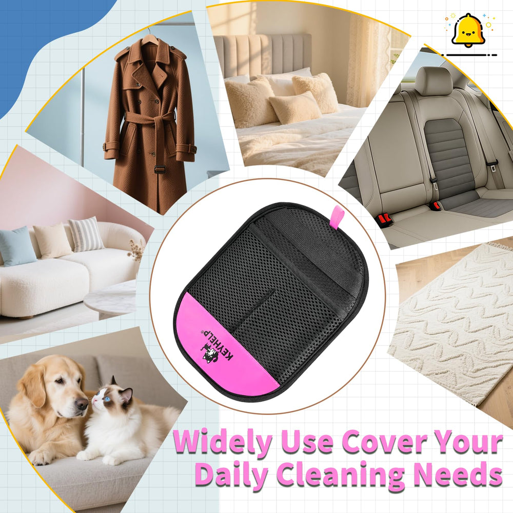 KeyHELP glove on sofa surface removes pet hair efficiently