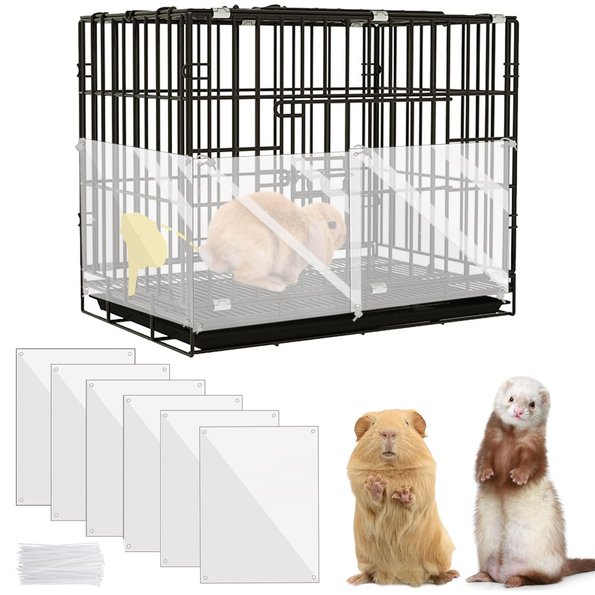 KEYIDE clear bunny cage liner keeps the play area tidy while letting you see your pet