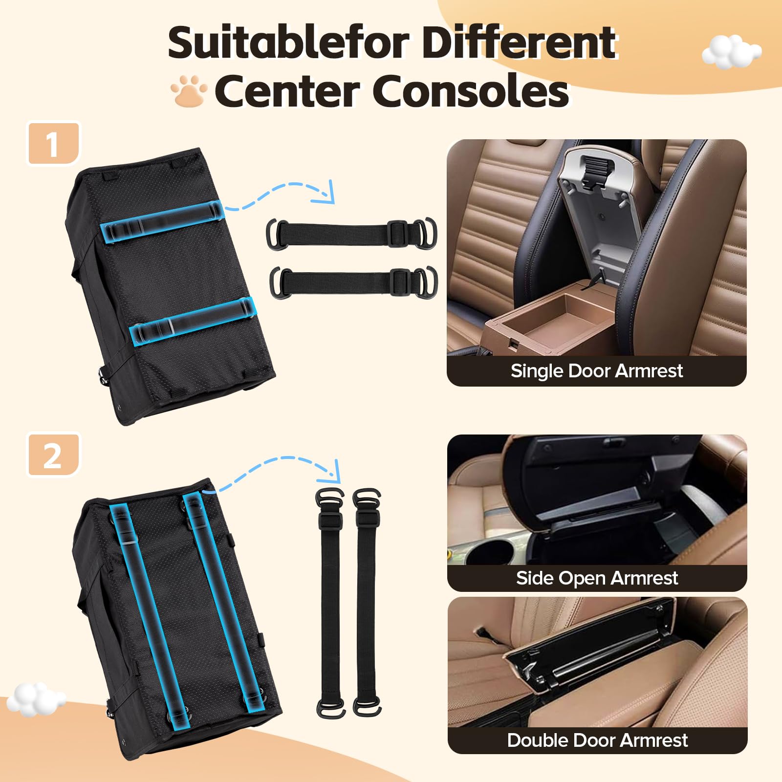 Kfonla adjustable straps attach to headrests for a snug fit.