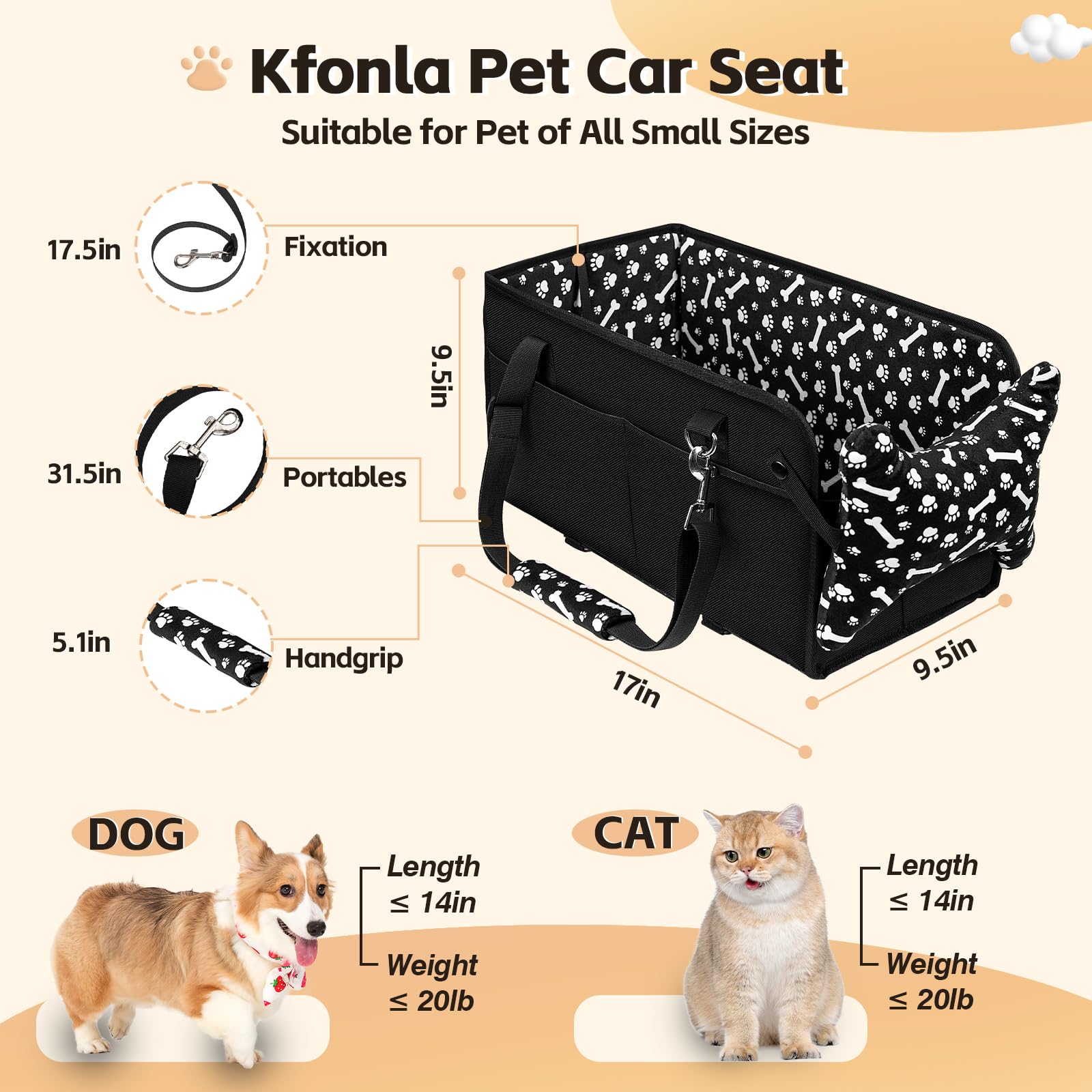Kfonla safety leash clip keeps your pet secured during travel.