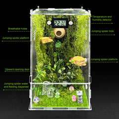 KFPSHLQE Jumping Spider Enclosure top view with easy access clamshell lid.
