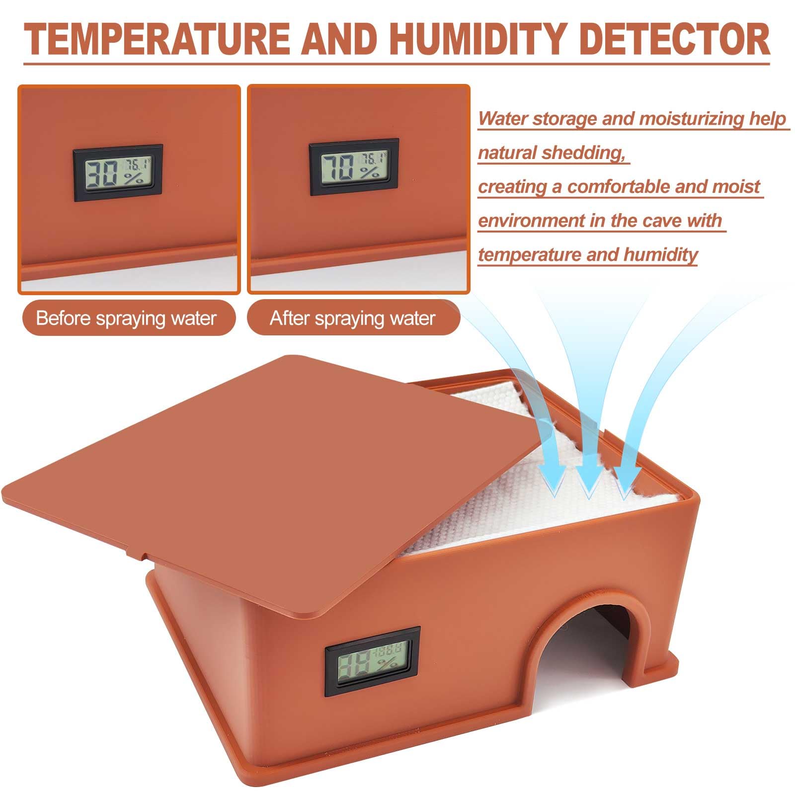 KFPSHLQE reptile hide humidification groove supports consistent moisture.