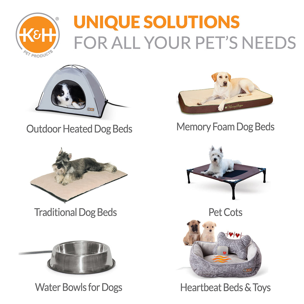 Outdoor shelter setup featuring K and H Cool Bed III cooling pad