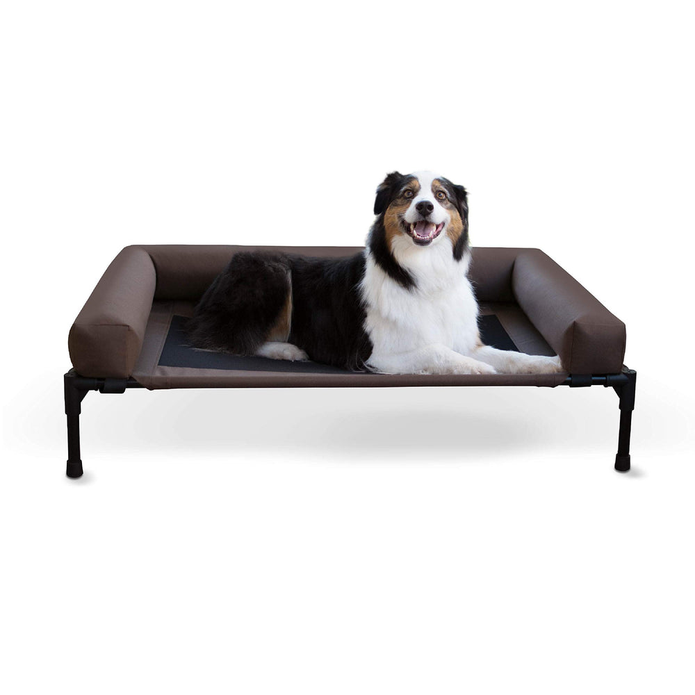 K&H Pet Cot bolstered outdoor bed with plush bolster for cozy outdoor naps.