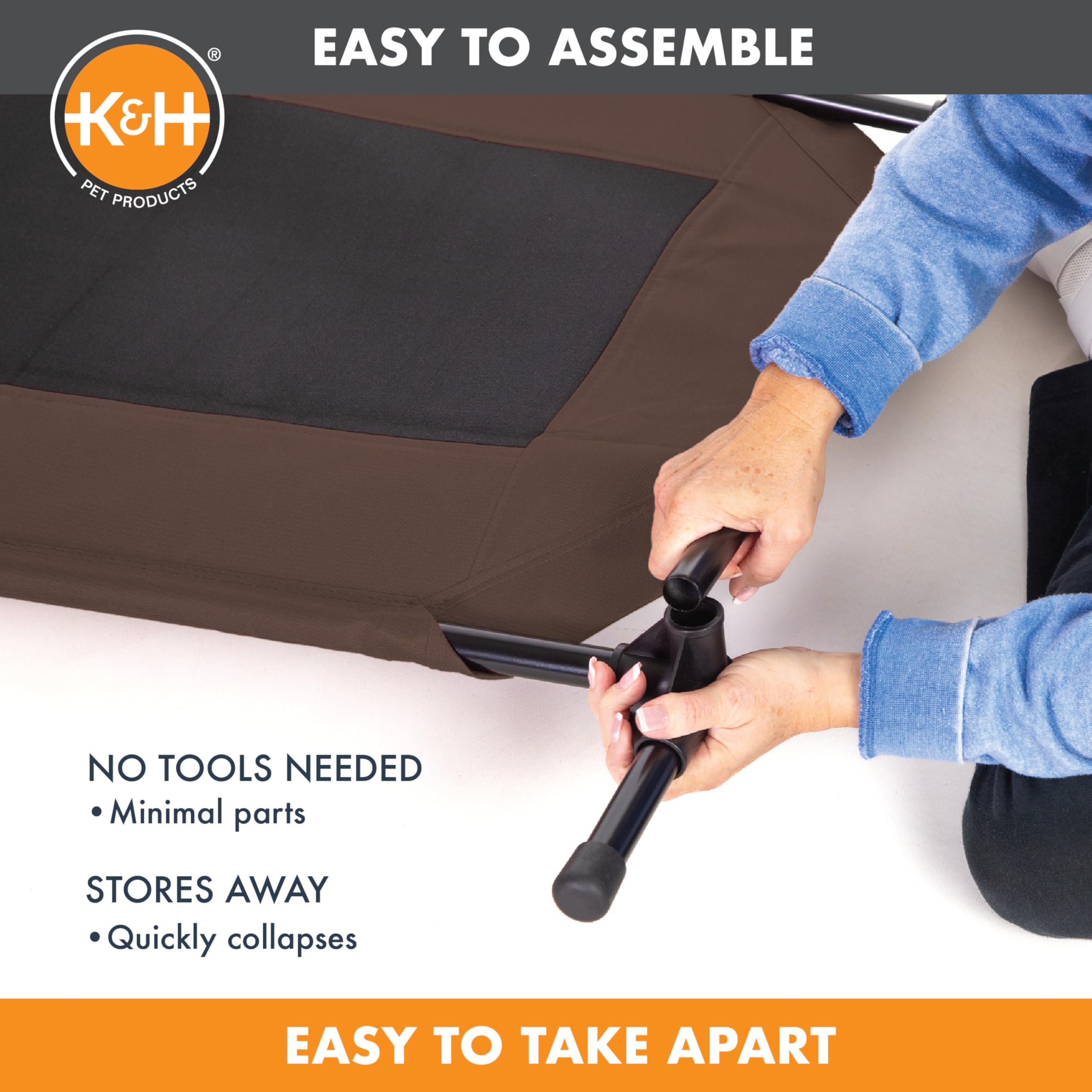 K&H pet cot suitable for indoor and outdoor use on any surface.