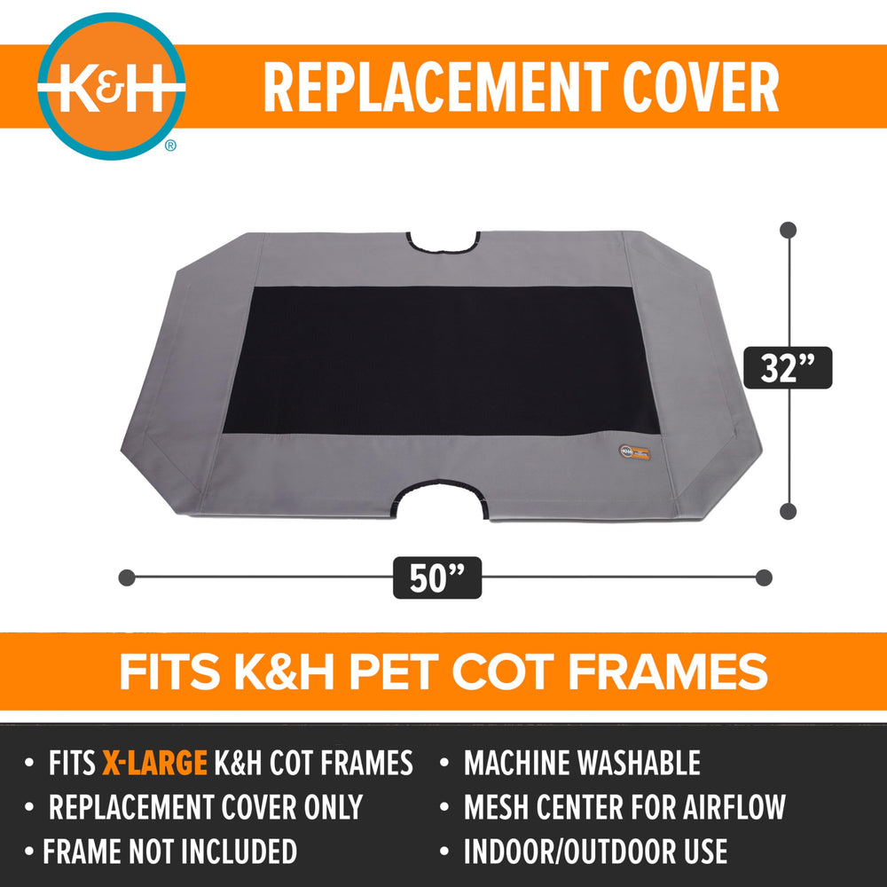K&H Pet Cot Replacement Cover XL Gray close-up mesh detail.