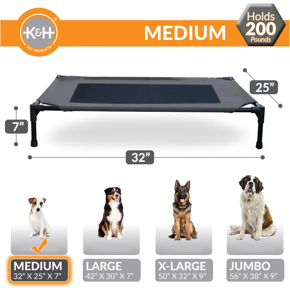K&H Pet Cot water-resistant heavy-denier fabric resists moisture for outdoor use