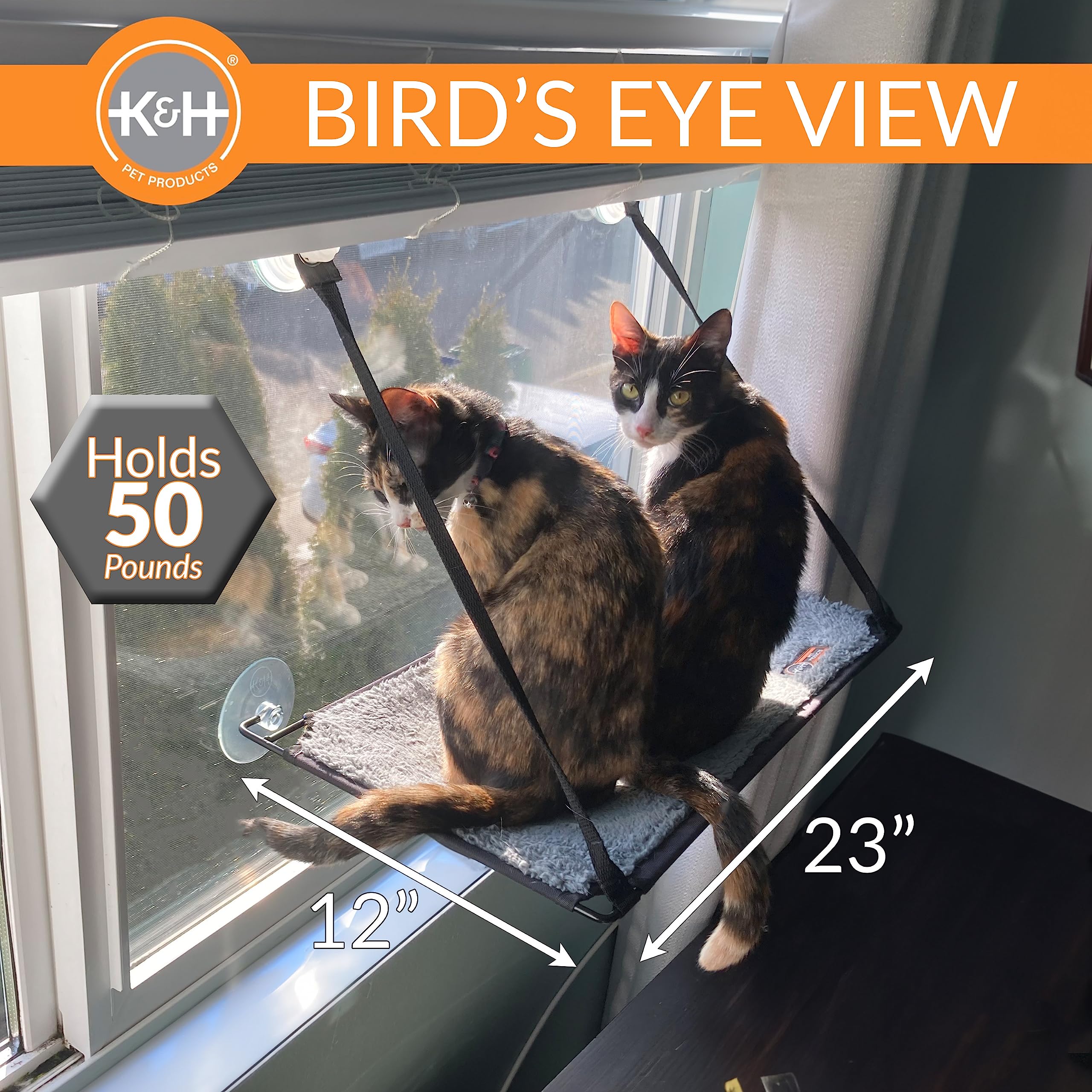 K&H EZ Mount Cat Window Perch features a durable steel frame for longevity.
