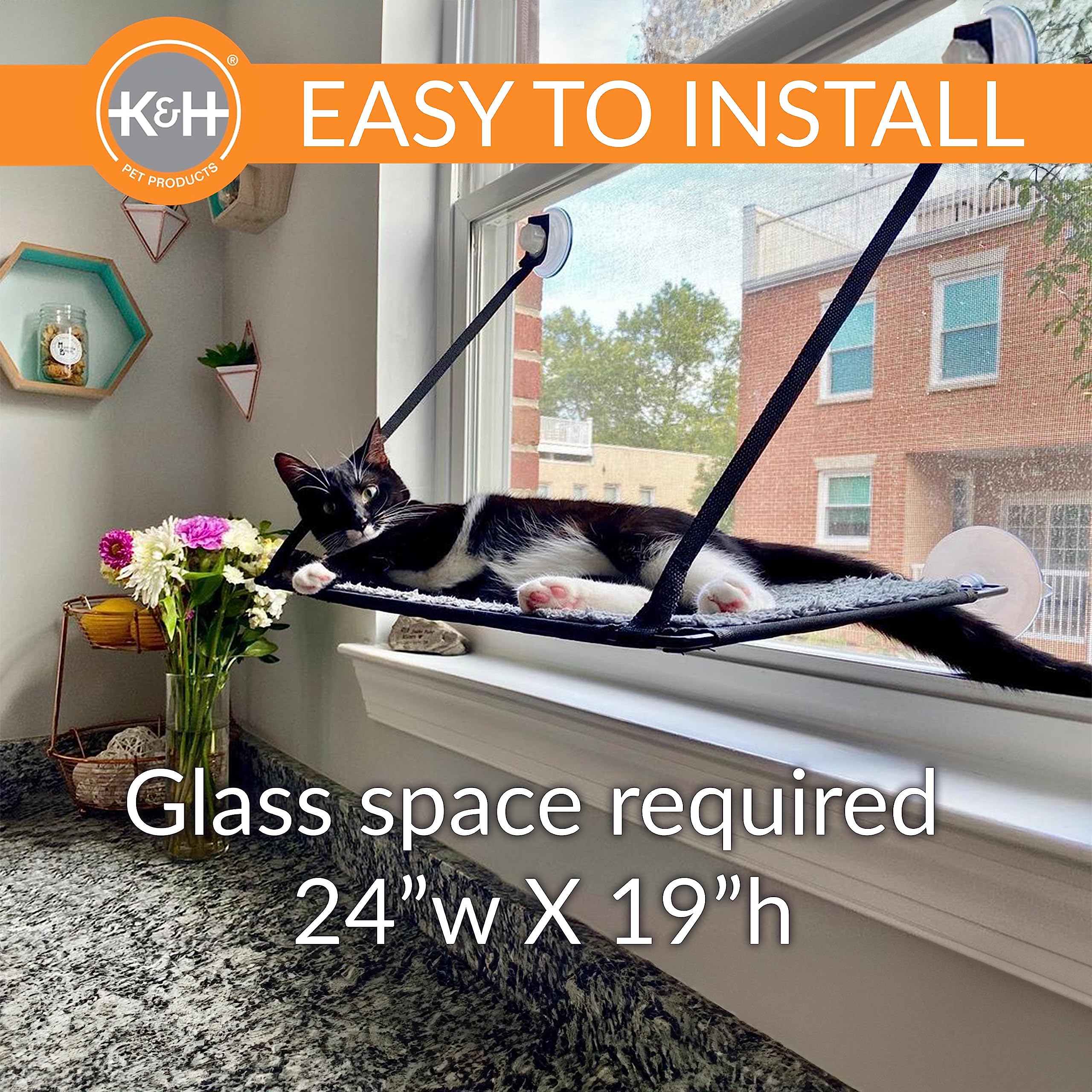 K&H EZ Mount Cat Window Perch uses suction cups to support up to 50 pounds.