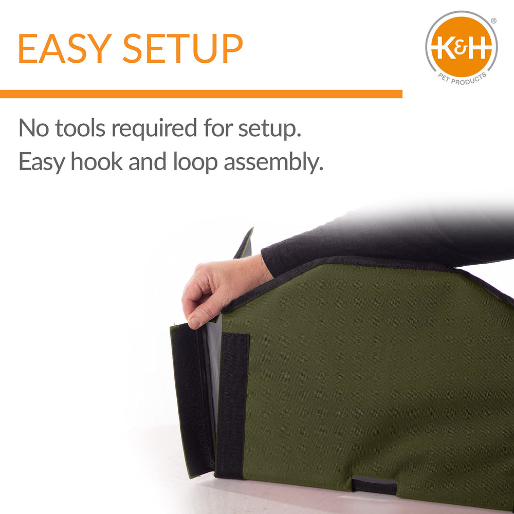 K&amp;H Outdoor Kitty Dining Room olive roof detail highlights weather protection