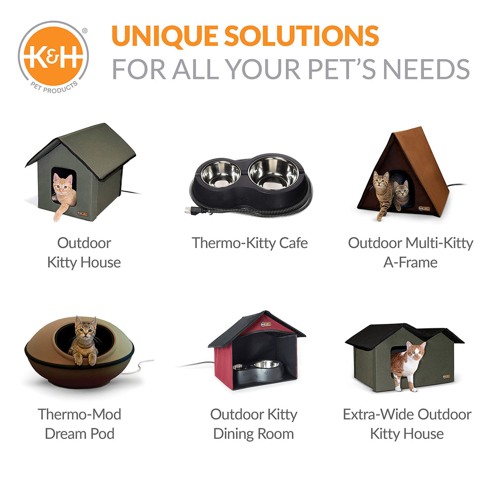 K&amp;H Outdoor Kitty Dining Room olive with Thermo-Kitty Café compatibility for winter protection