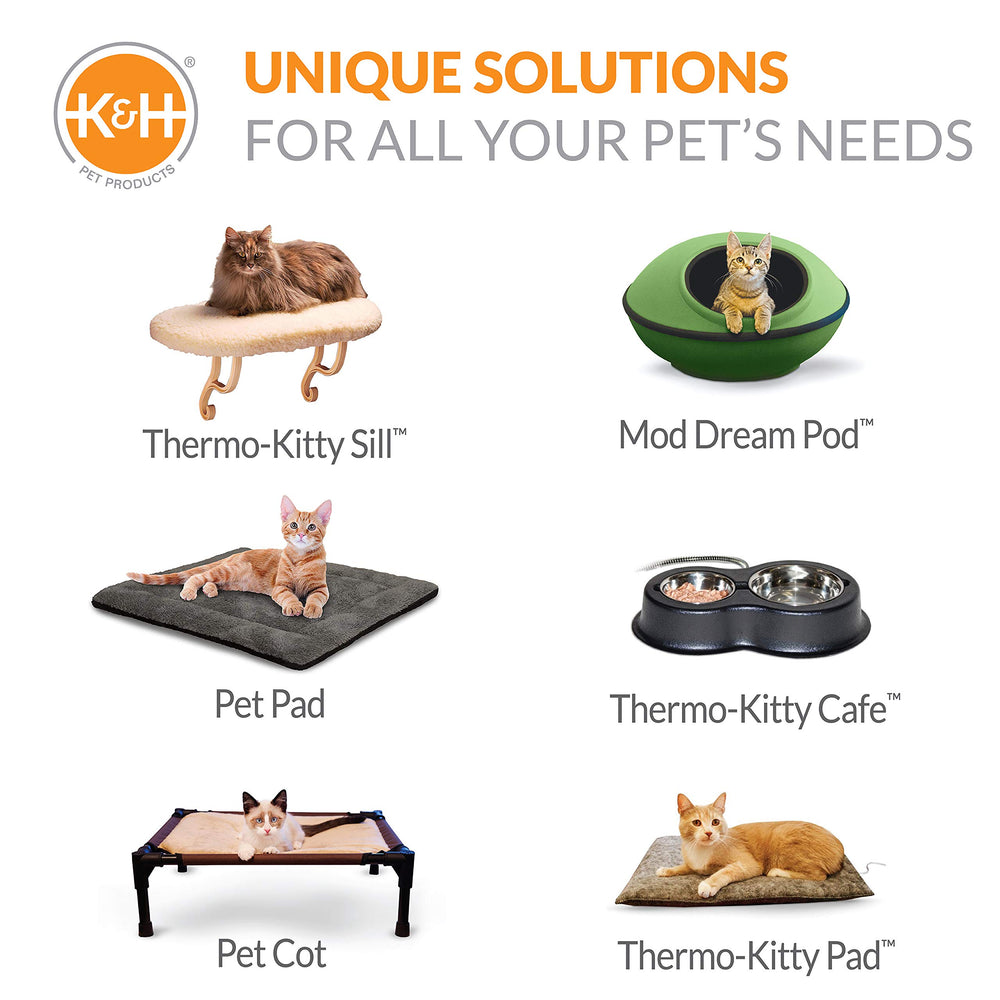 K&H Pet Products Bed warmer thermostat feature closeup showing automatic warmth