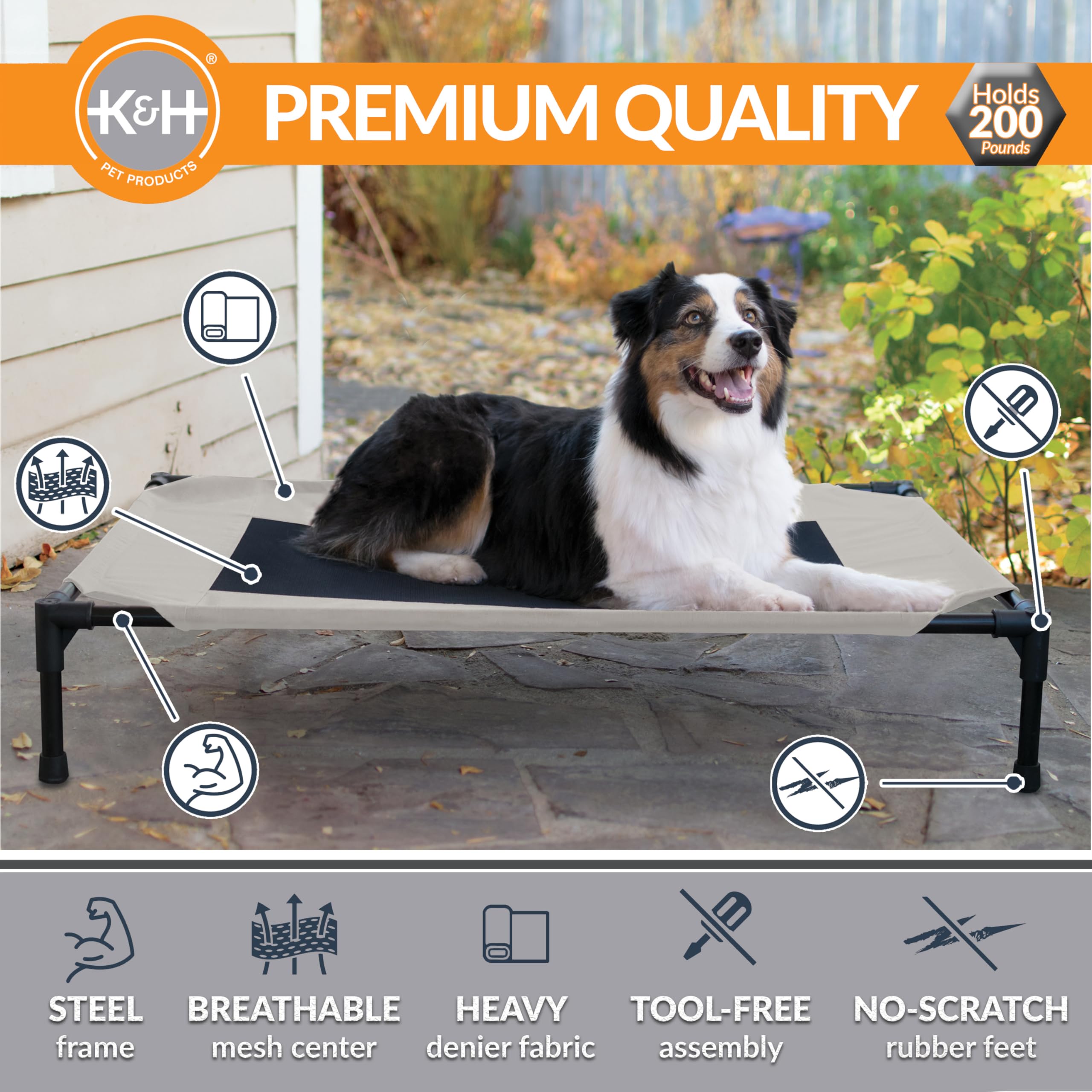 K&amp;H Pet Products cot with breathable mesh center for fast moisture wicking