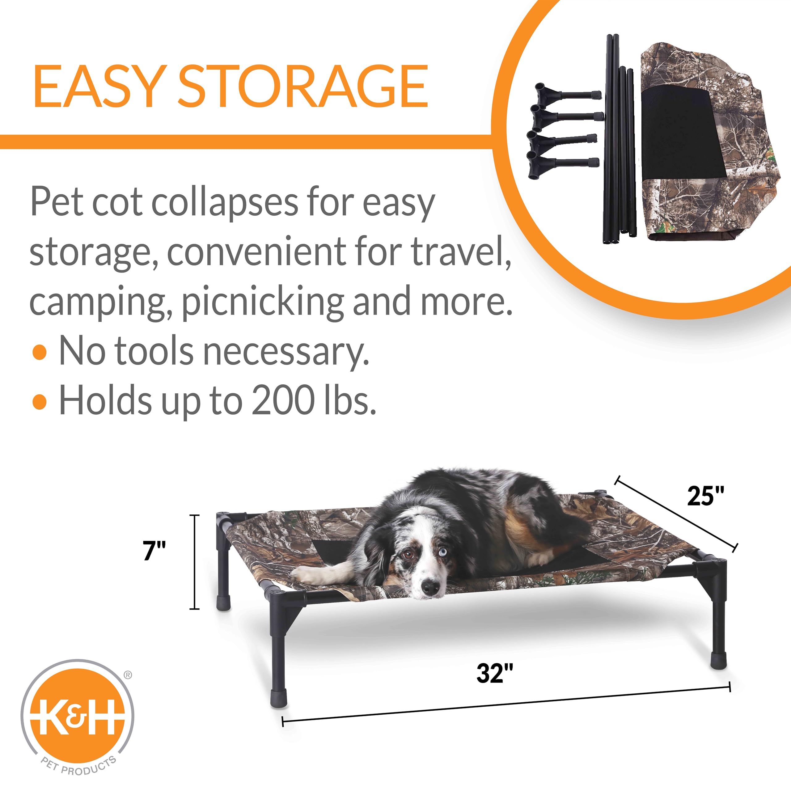 K&H cot shows breathable mesh center to improve airflow
