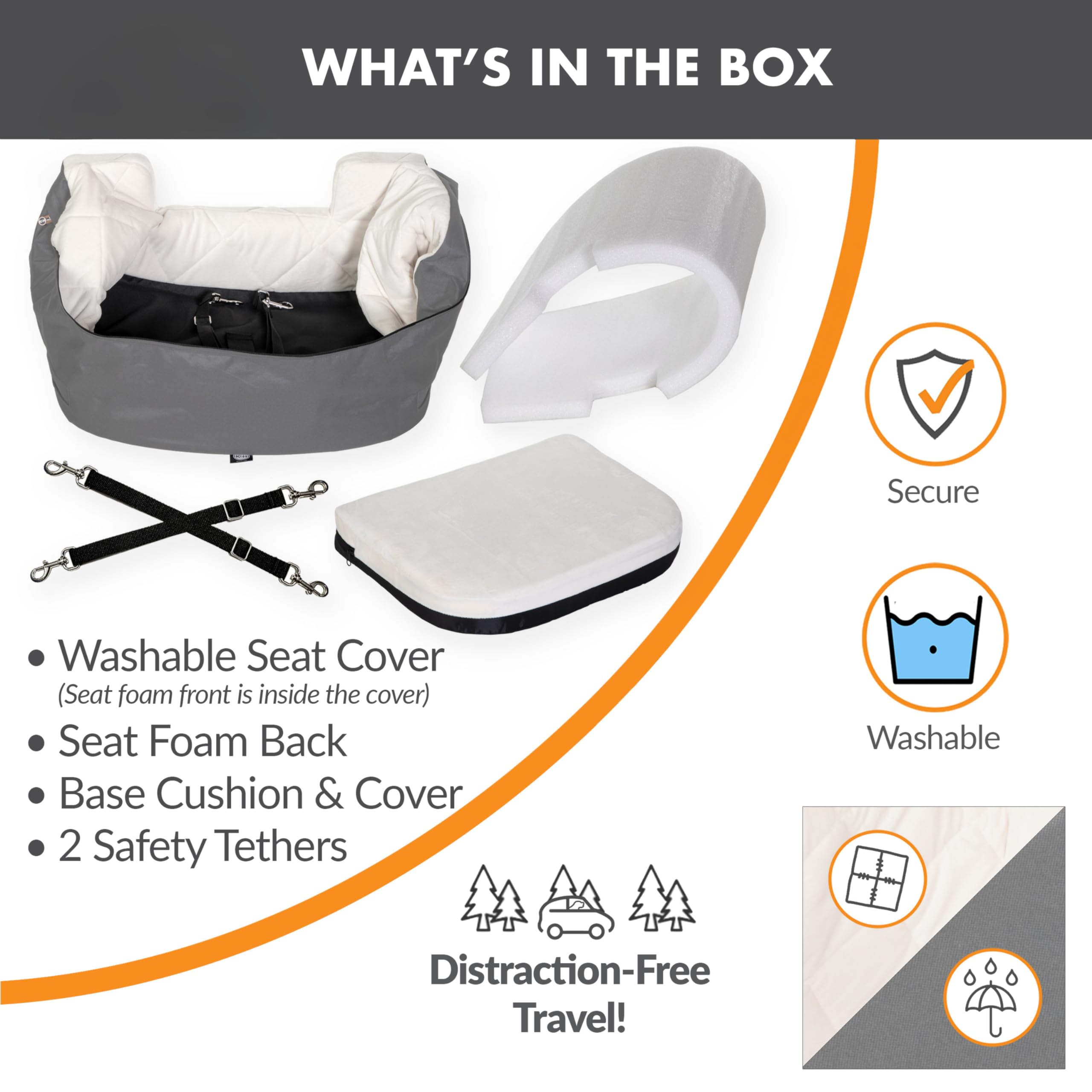 Contoured back fits securely in most cars with the K&H Bucket Booster