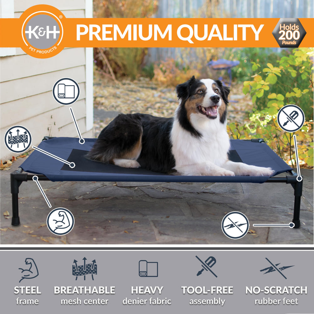 K&H collapsible dog cot frame for easy setup and travel.
