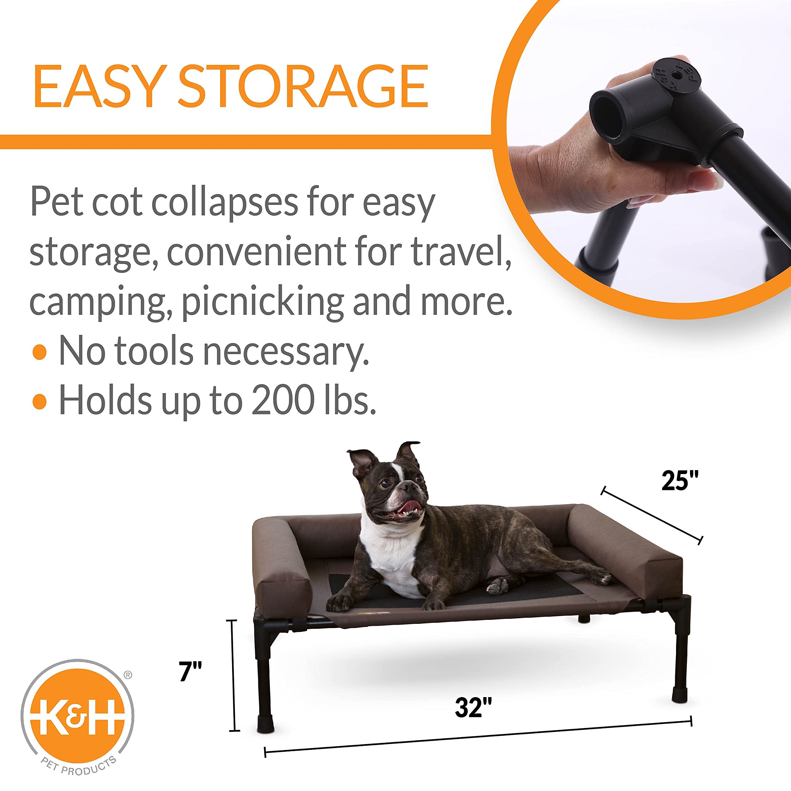K&H Elevated Dog Bed showing breathable mesh center for cooling