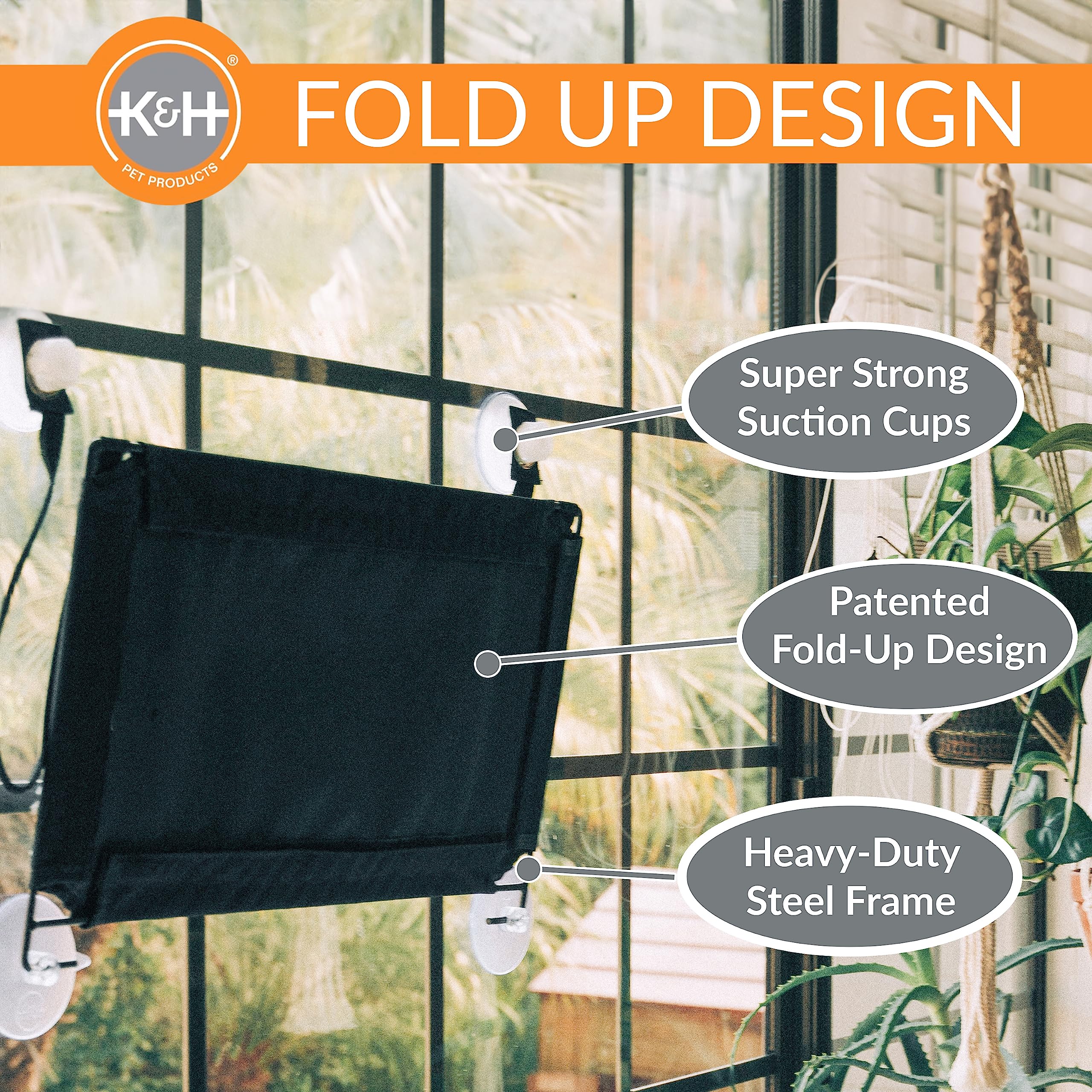 K&H EZ Mount Double Stack Cat Window Perch fits 24W x 19H or larger glass spaces.