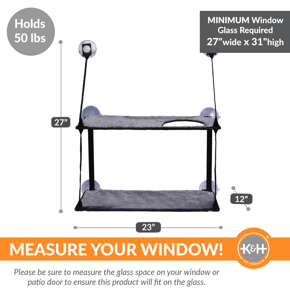K&H EZ Mount Double Stack Cat Window Perch 23x12 shelf offers comfy sun spot.