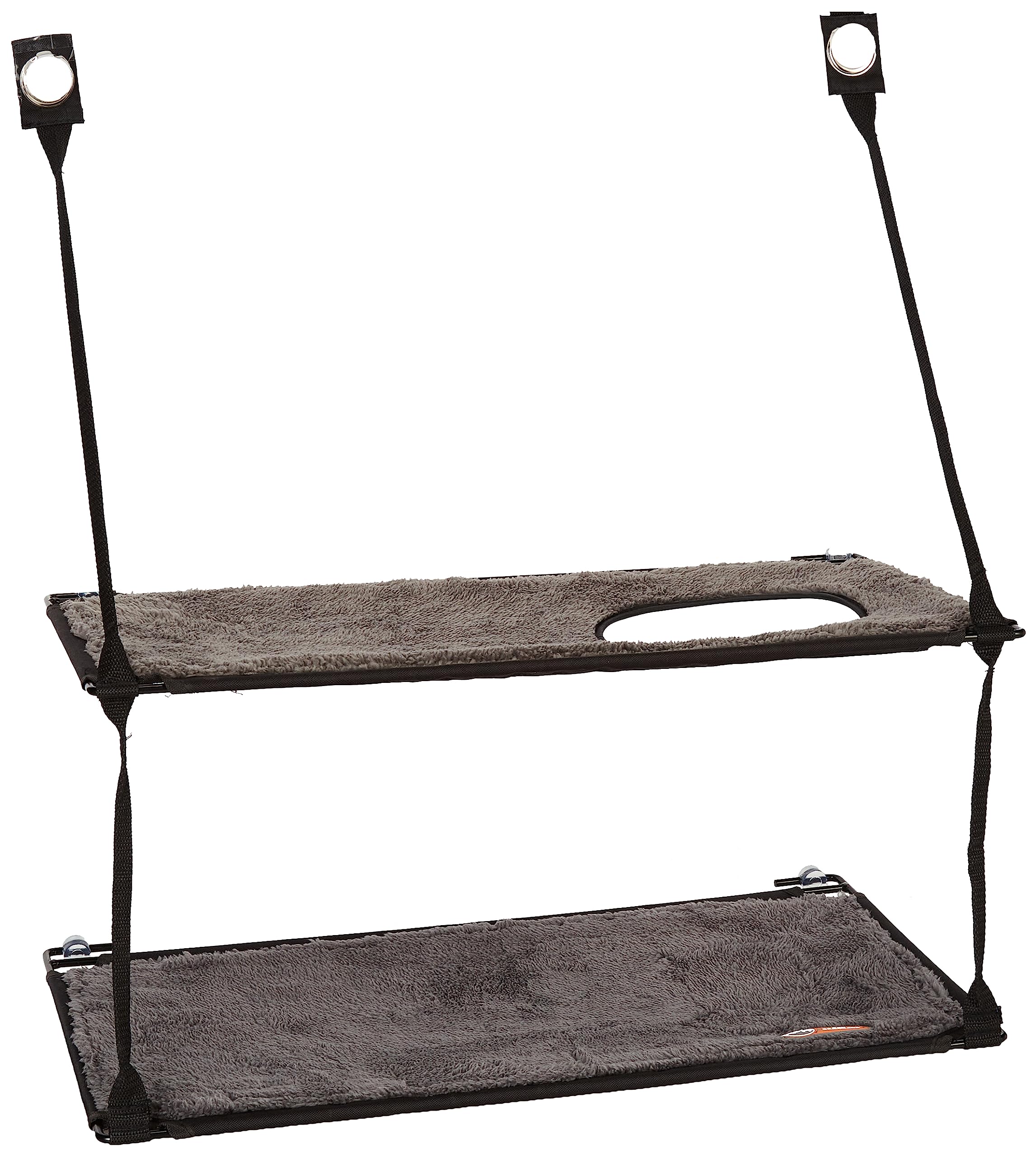 K&H EZ Mount Double Stack Cat Window Perch with washable shelf covers for easy upkeep.
