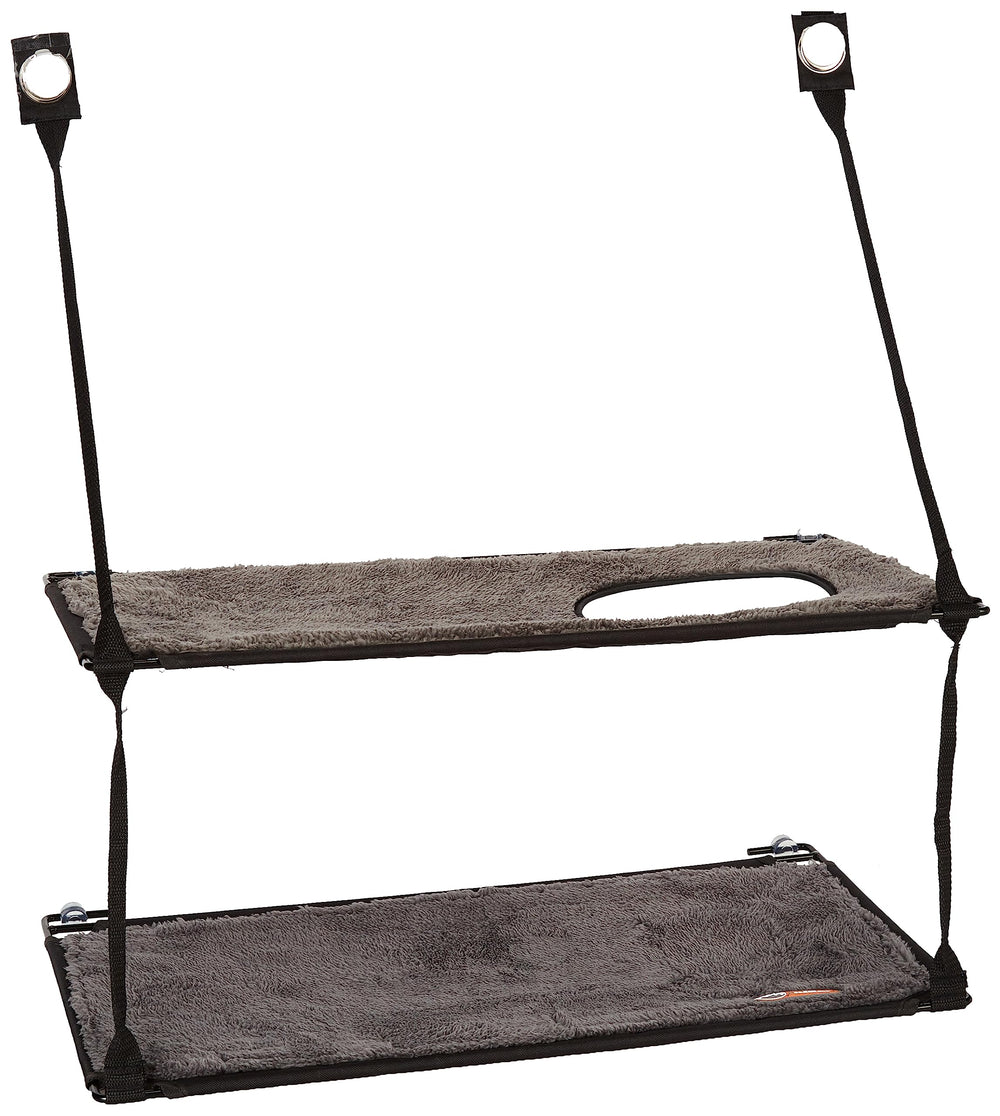 K&H EZ Mount Double Stack Cat Window Perch with washable shelf covers for easy upkeep.